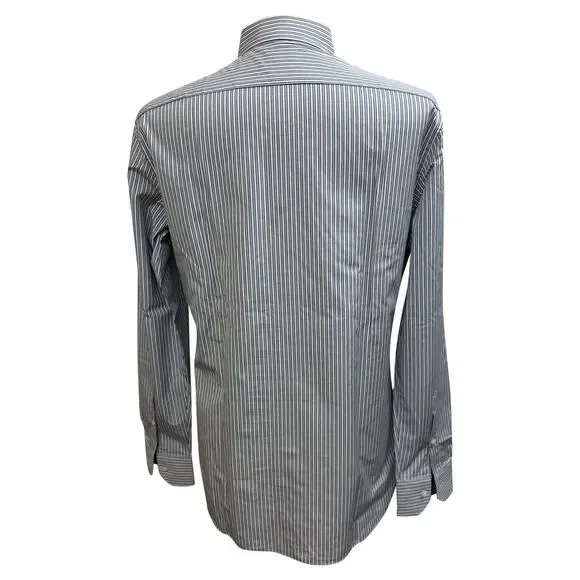 Ermenegildo Zegna Trofeo Striped Button-Down Shirt in Blue Cotton